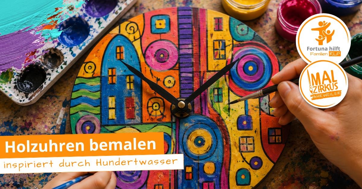 07.07.  Holzuhren bemalen inspiriert durch Hundertwasser