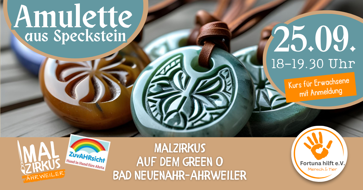 25.09. Speckstein Amulette für Erwachsene